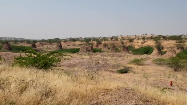 Beautiful View Vast Barren Land Thar Desert Rajasthan India Panning — Stock Video