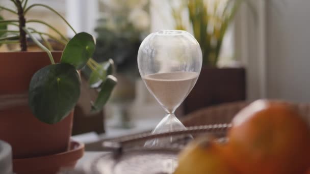 Hourglass Sand Falling Slow Motion — Stok Video