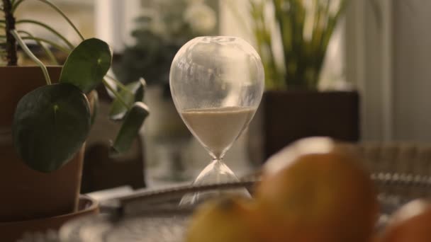 Hourglass Sand Falling Slow Motion — Stok Video