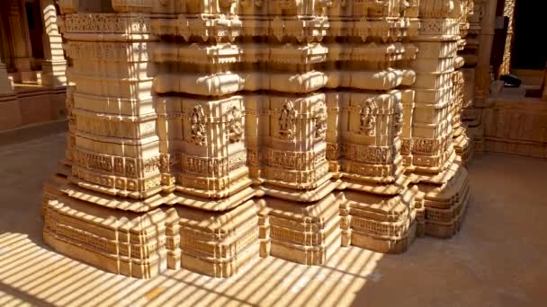 Starożytna Architektura Shri Parsva Nath Mandir Jaisalmer Sonargarh Fort Rajasthan — Wideo stockowe