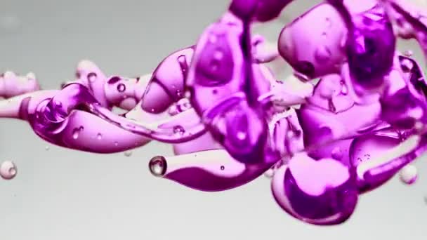 Transparent Purple Pink Violet Oil Bubbles Fluid Shapes Purified Water — Stockvideo