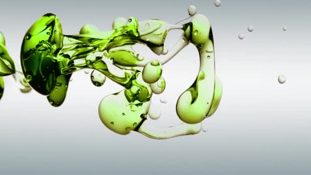 Translucent Abstract Green Oil Bubbles Fluid Shapes Isolated Purified Water — Stockvideo