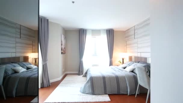 Cosy Stylish Master Bedroom Decoration Walkthrough — Vídeo de stock