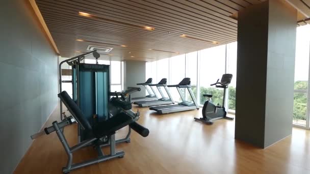 Wooden Floor Fitness Gym Interior Design — Stock video