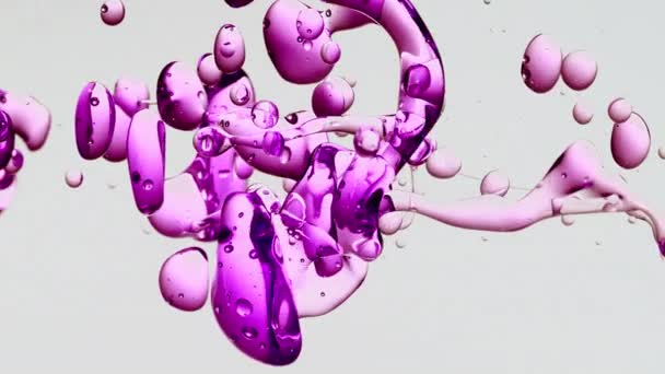 Transparent Purple Pink Violet Oil Bubbles Fluid Shapes Purified Water — Stockvideo