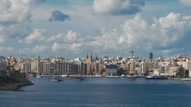 Wide Shot City Sliema Malta Valletta — Stockvideo