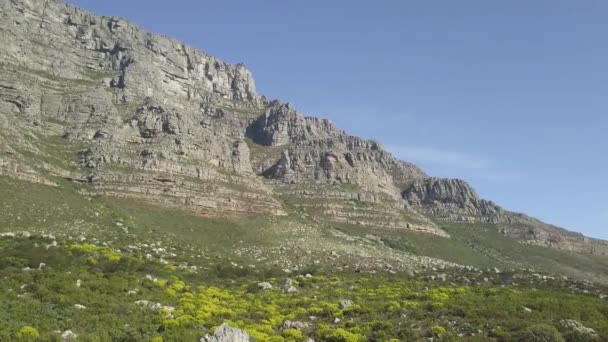 Aerial Lower Angle Scenic Drone Flight View Table Mountain Late — Vídeo de Stock