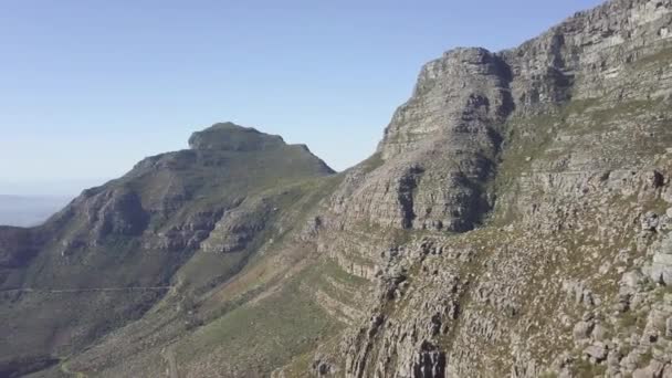 Aerial Fenséges Festői Drón Repülés Kilátás Table Mountain Késő Délután — Stock videók