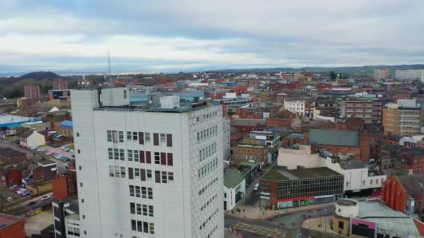 Aerial Views Main Town Potteries Stoke Trent Hanley City Centre — Stock Video