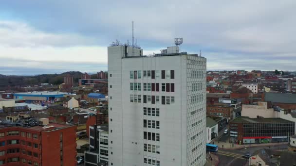 Aerial Views Main Town Potteries Stoke Trent Hanley City Centre — Wideo stockowe