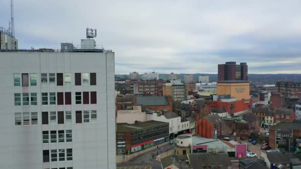 Aerial Views Main Town Potteries Stoke Trent Hanley City Centre — 图库视频影像