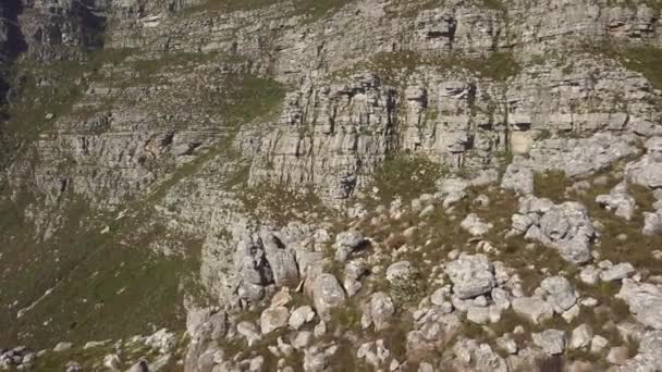 Medium Wide Drone View Table Mountain Rock Formation Late Afternoon — Video Stock