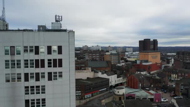 Aerial View High Rise Tower Blocks Flats Built City Hanley — Wideo stockowe