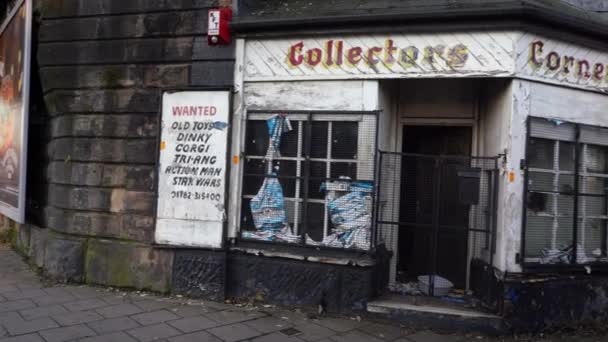 Abandoned Empty Shops Longton High Street Due Urban Decline Poverty — Stock Video