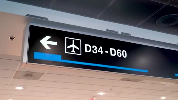 Airport Sign Terminal Airline Gates — Vídeo de stock