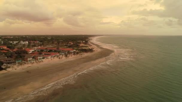 Flight Serrekunda Coastline Gambia Africa Senegambia Beach — Vídeo de stock