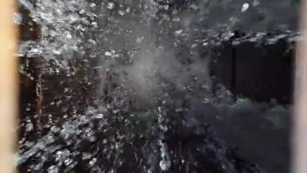Water Seen Flowing Grate Bottom Slow Motion — Video