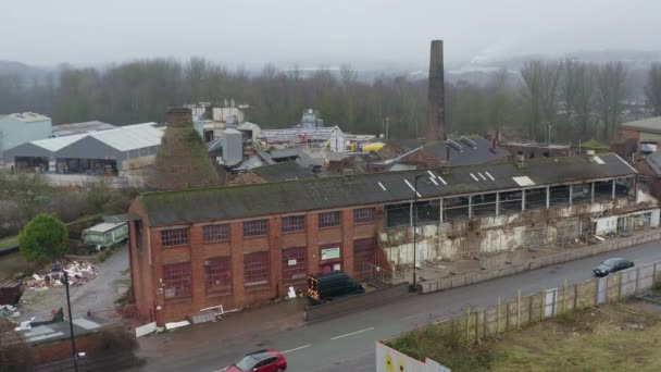 Aerial View Kensington Pottery Works Old Abandoned Derelict Pottery Factory — Vídeo de Stock