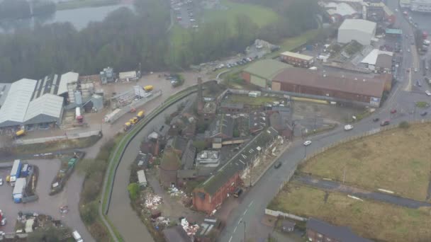 Aerial View Kensington Pottery Works Old Abandoned Derelict Pottery Factory — Vídeo de Stock