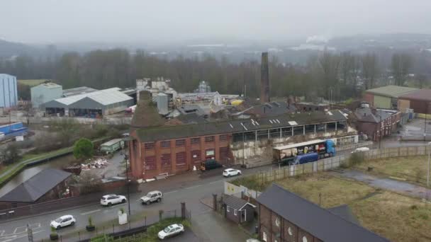 Aerial View Kensington Pottery Works Old Abandoned Derelict Pottery Factory — Video Stock