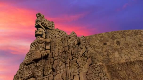 Cinemagraph Push Monument Homeland Paseo Montejo Merida Yucatan Mexico Sunrise — Stok video