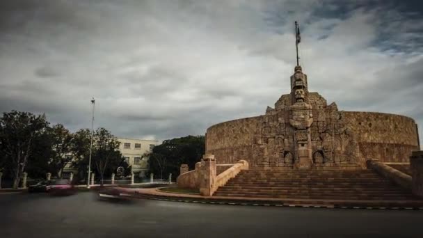 Panning Left Right Motion Blur Time Lapse Monument Homeland Paseo — Stockvideo