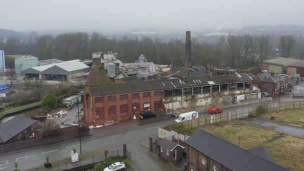 Aerial View Kensington Pottery Works Old Abandoned Derelict Pottery Factory — Stockvideo