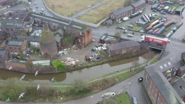 Aerial View Kensington Pottery Works Old Abandoned Derelict Pottery Factory — Vídeo de Stock