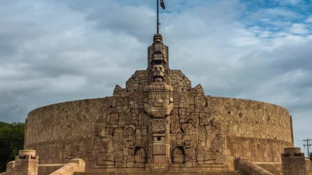 Push Motion Blur Time Lapse Monument Homeland Paseo Montejo Merida — Stok video