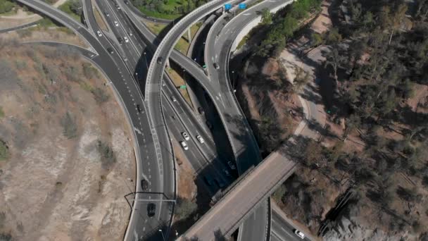 Aerial Static Shot Highway Overpass Traffic Sunny Day Santiago Chile — Stok video