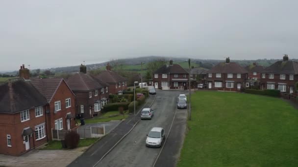 Luchtfoto Beelden Van Een Gemeentelijke Woonwijk Kidsgrove Stoke Trent Flats — Stockvideo