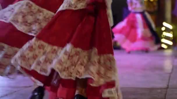 Beautiful Colorful Mexican Folk Dance Dresses Spin All Directions — Stok video