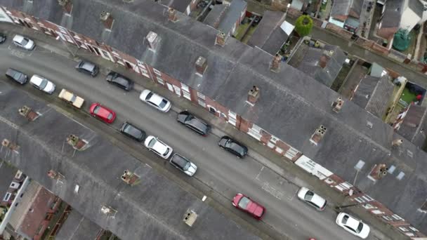 Overhead Aerial Footage Terrace Housing One Stoke Trent Poorer Areas — Stockvideo
