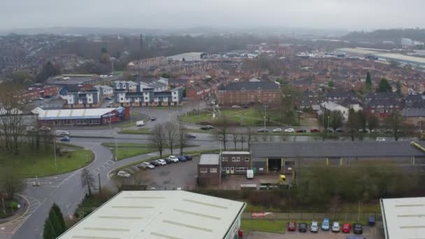 Aerial Views Traffic Commuters A53 Dual Carriageway Leads Etruria Road — Stok video