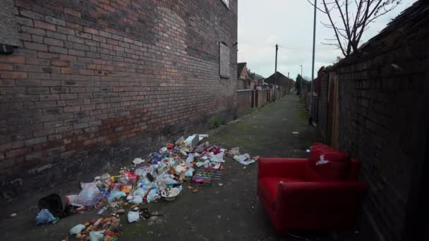 Back Alley Social Housing Poor Area Fenton Stoke Trent One — Vídeos de Stock