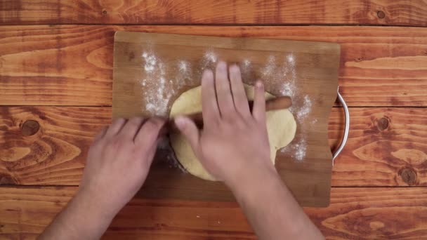 Stretching Dough Wooden Stick — Video Stock