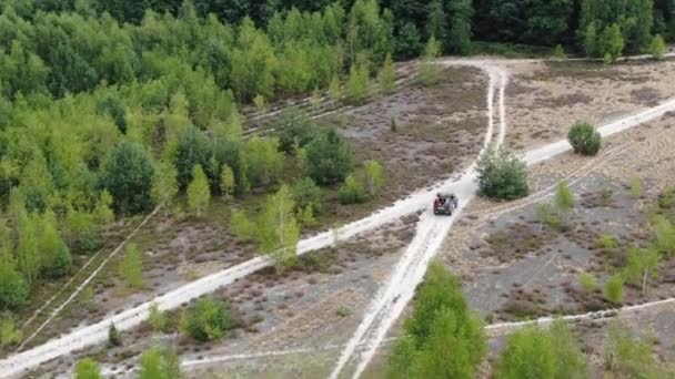 Aerial View Road Vehicle Dirt Roads Countryside — kuvapankkivideo