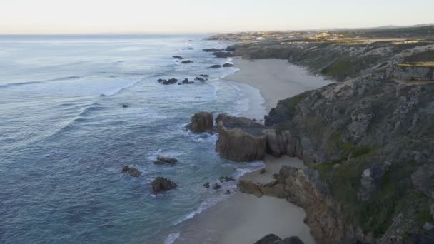 Praia Malhao Pohled Pláž Při Východu Slunce Portugalsku — Stock video