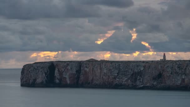 Timelapse Del Farol Cabo Sao Vicente Lighthouse Sagres Portugal — Vídeos de Stock