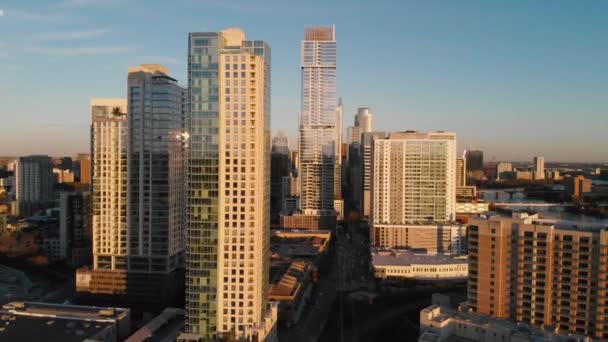 Aerial Drone Shot Downtown Austin Texas Shot West Shooting East — Wideo stockowe