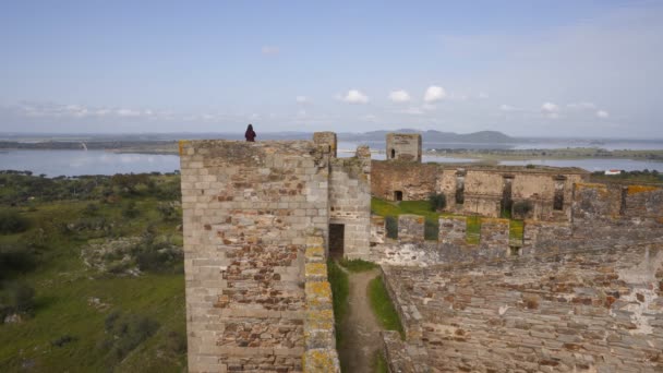 Kastil Mourao Dan Waduk Alqueva Alentejo Portugal — Stok Video