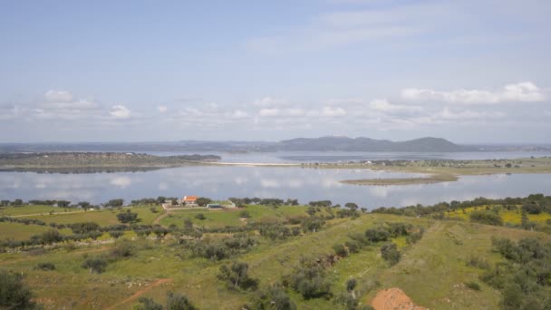 Reservatório Barragem Alqueva Visto Mourao Alentejo Portugal — Vídeo de Stock