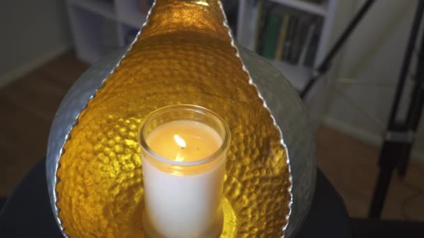 Slow Slider Shot Candle Glowing Orb Candle Holder Peaceful — Αρχείο Βίντεο