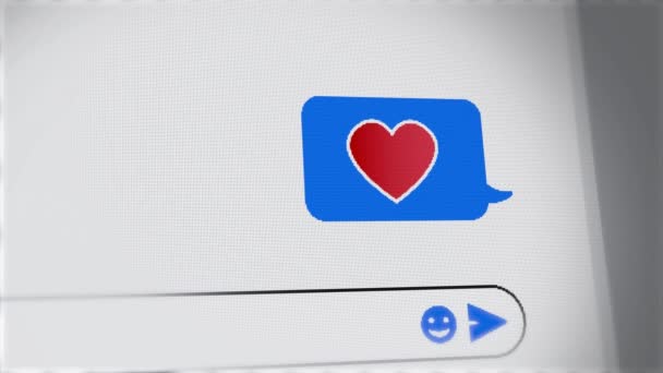 Chat Heart Emoji Kalp Mesajı Ekranda Bilgisayarda Patlar — Stok video