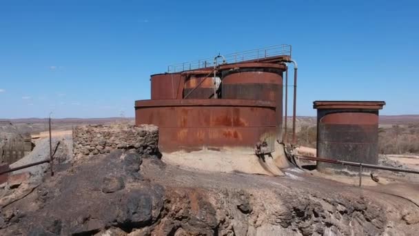 Drone Fly Rusty Water Tanks — Stock video