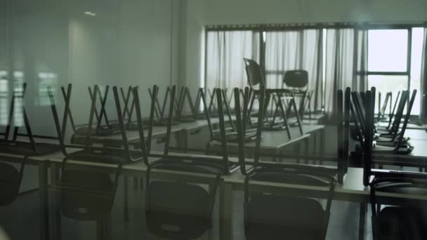 Empty Classroom School University Chairs Desks — Vídeo de Stock