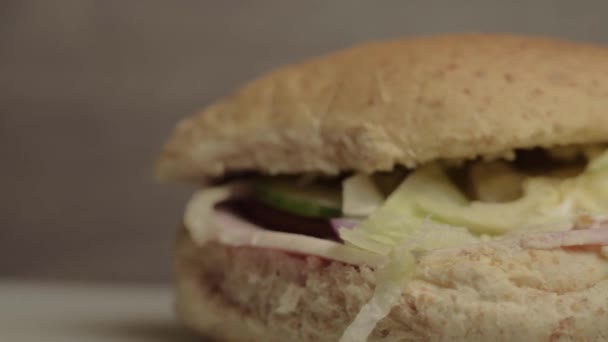 Ham Salad Sandwich Already Prepared Panning Shot Close — Αρχείο Βίντεο