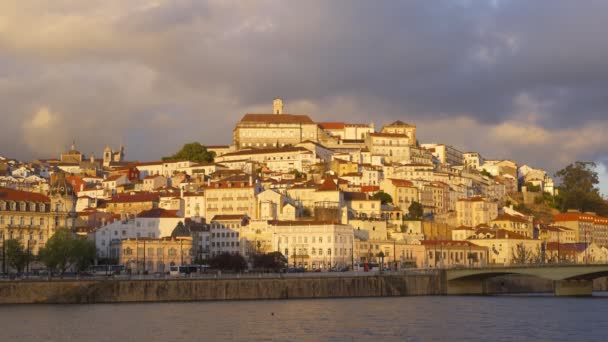 Vista Ciudad Coimbra Atardecer Portugal — Vídeos de Stock