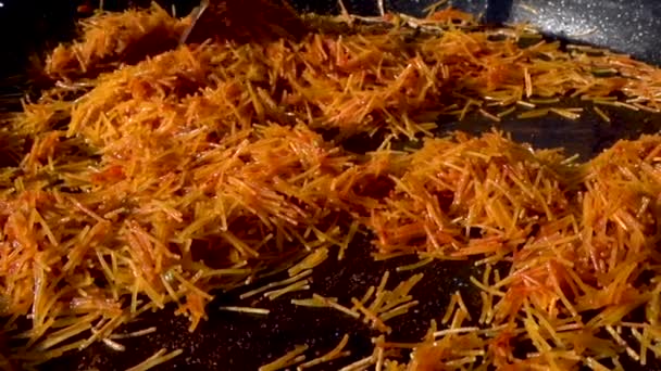 Stirring Pasta Pan Little Sauce Make Paella Seafood — Stock Video
