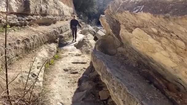 Slow Motion Shot Woman Hiking Some Trails Austin Woman Walks — Stock video